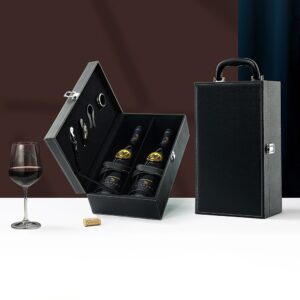 Kit Vinho Personalizado com 4 Peças em Maleta de Couro Sintético